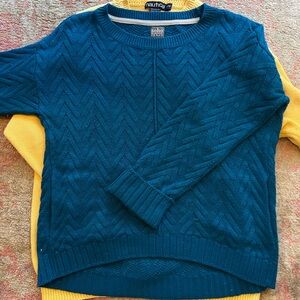 Stack of knit sweaters and cardigan. Sold together one price for all. Pick up